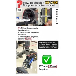 Sospensione anteriore doppia ruota Monorim X3 Max Air per Ninebot Max G30 & monopattini simili – Ricambio & ammortizzatore Monor