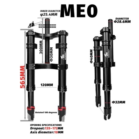 Suspension avant Monorim ME0 Air - Hidraulic version 565mm x 165mm  - 2 
Compatibilite: suspension avant Monorim ME0 Air Hidraul