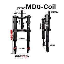 Suspensao dianteira Monorim MD0 Coil Spring 490mm x 165mm  - 15 
Compatibilidade: Monorim MD0 Coil Spring 490mm x 165mm para mon