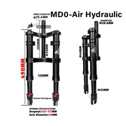 Perednya pidviska Monorim MD0 Air Hydraulic 490mm x 165mm  - 2 
Sumisnist: dlya sumisnykh ustanovok perednoyi vilky Monorim MD0;