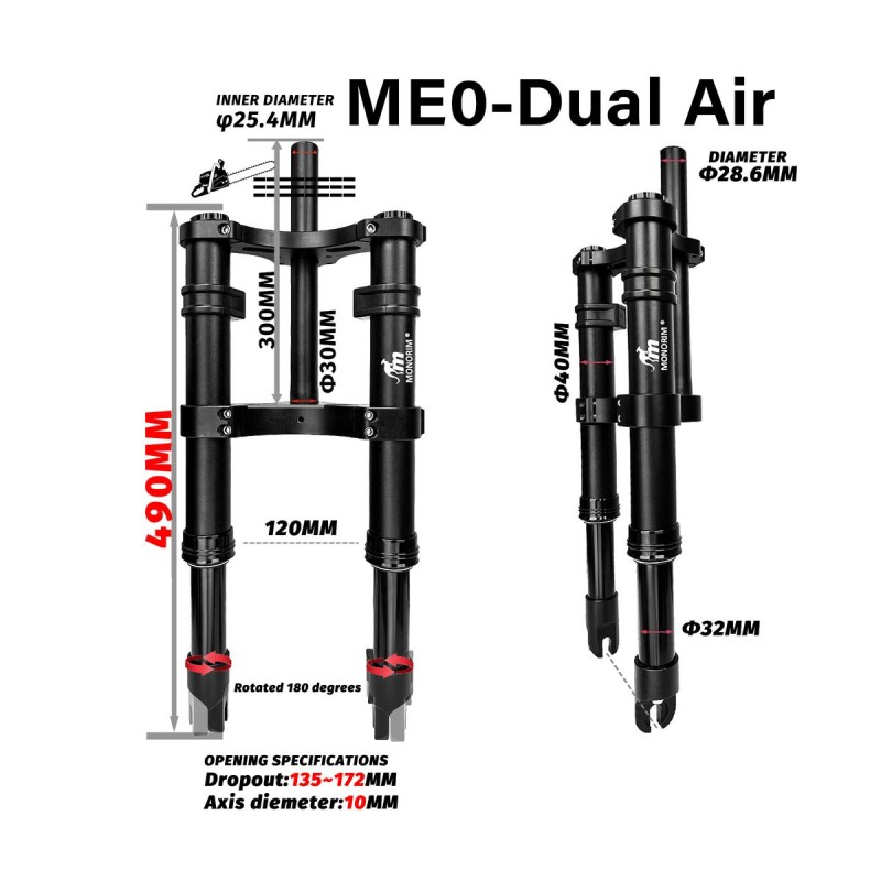 Suspensie față Monorim ME0 Dual Air 565mm x 165mm  - 7 
Potrivire: suspensie fata Monorim ME0 Dual Air 565mm x 165mm pentru proi
