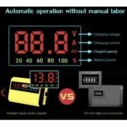 Incarcator baterie 12V 2A pentru baterii plumb-acid 7Ah 12Ah 14Ah 20Ah  - 4 Caracteristici principale

Afisaj LCD digital care a