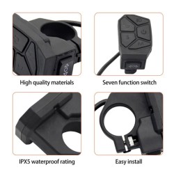 Panel knopok 7 v 1: pitaniye, svet, povorotniki i rezhimy dlya iScooter iX3, iX4, iX7 Pro, Smartgyro, Urban Glide ili analog  - 