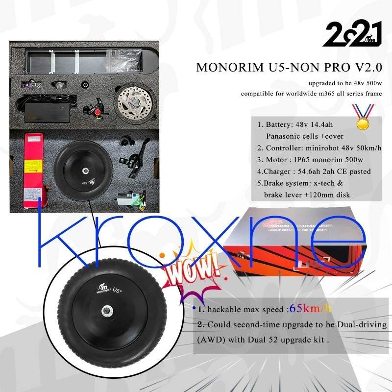Monorim Pack U5 2.0 za serije Xiaomi in Ninebot Max - 48v 14.4ah baterija 500w motor Monorim - 30 Paket U5 2.0 za serijo elektri
