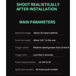 Vanntett blindsonedeteksjonssystem (130º vinkel) for scooter, sykkel eller motorsykkel KROXNE - 8  
